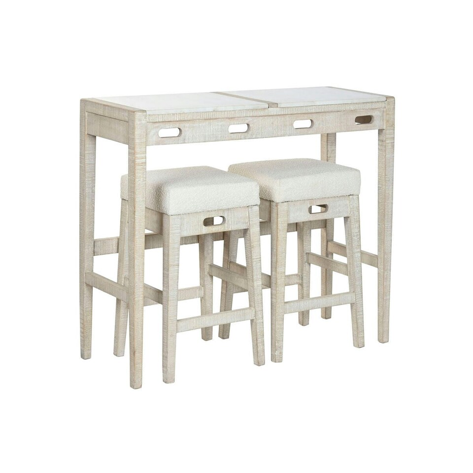 image 1 of Table set with chairs Home ESPRIT White Natural 112 x 40 x 96 cm N/A