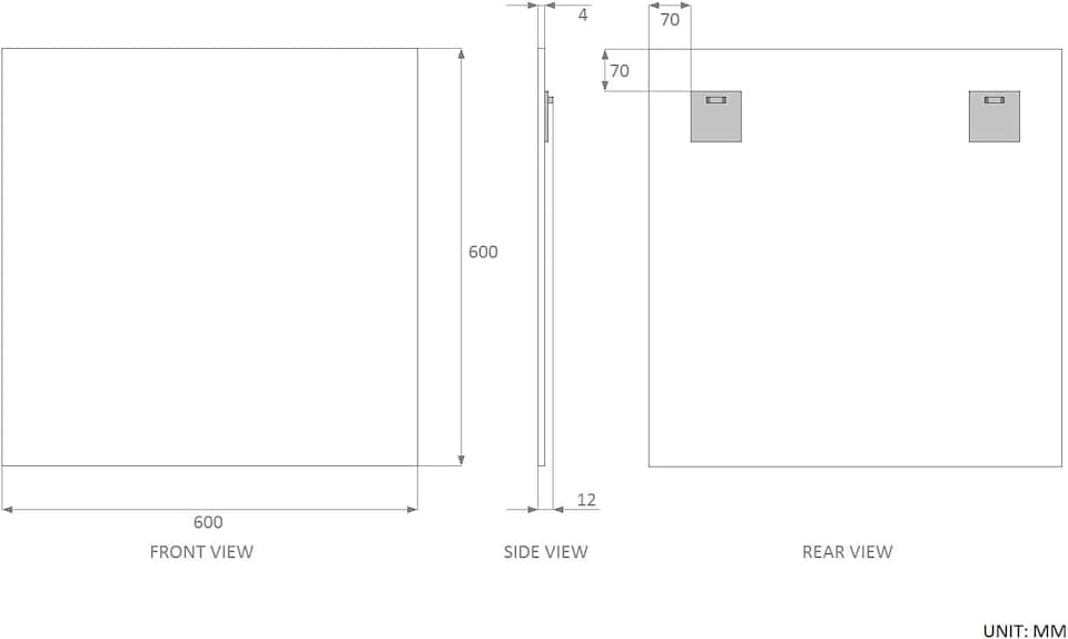 image 1 of 60 x 60cm Square Frameless Bathroom Mirror with Wall Hanging Fittings