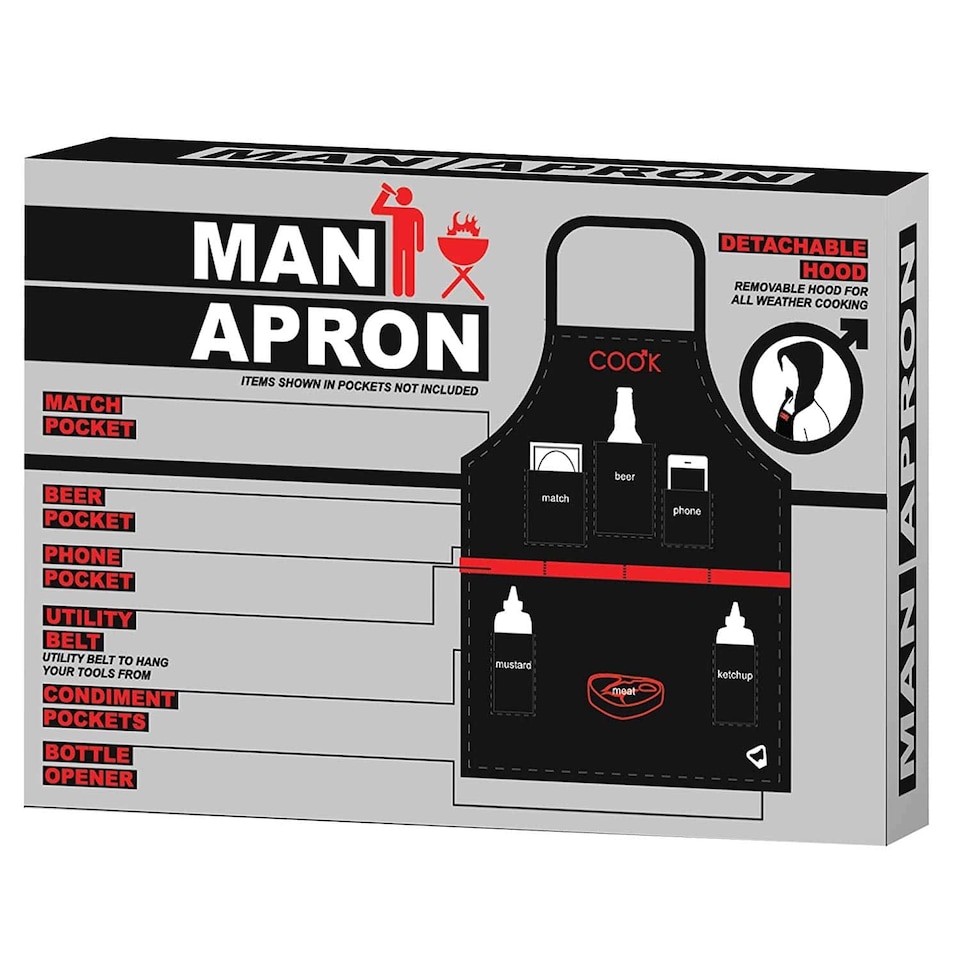 image 1 of The Man Apron Pockets BBQ Kitchen Novelty