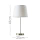 image 2 of ValueLights Modern Table Lamp In Satin Metal Finish With White Drum Shade White