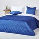 image 1 of Homescapes Navy Blue Paragon Diamond Geometric Velvet Bedspread - 200 x 200 cm | Blue | 1