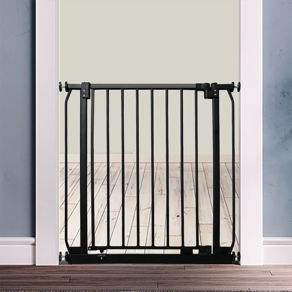 image 1 of Safetots Elite Pressure Safety Gate, 207cm - 216cm, Matt Black, Pressure Fit Stair Gate, Baby Gate for Doors Hallways and Spaces, Safety Barrier, Easy Installation