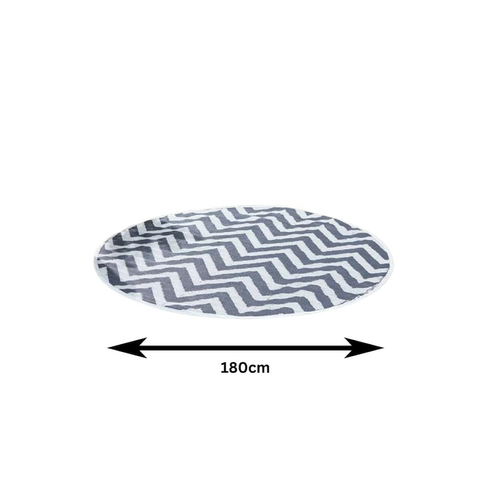 image 1 of Marco Paul Zigzag Round Outdoor Rug 180cm Black