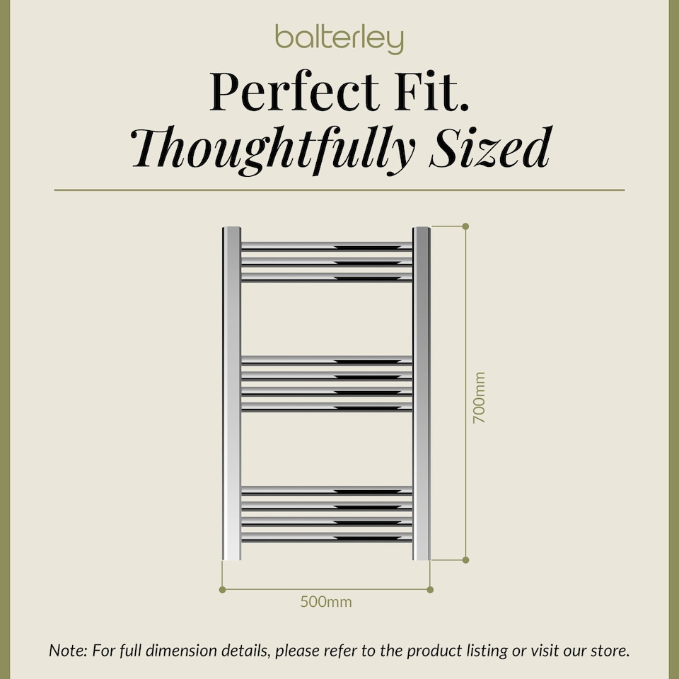 image 1 of Straight Heated Towel Rail Radiator, 219W, 500 x 700mm, Chrome | Silver | Chrome