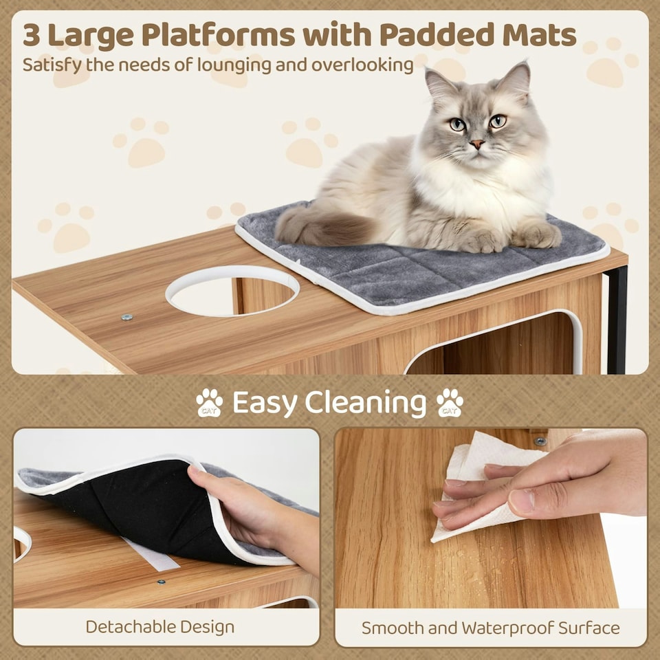 image 1 of COSTWAY Modern Cat Tree Kittens Cat Tower House