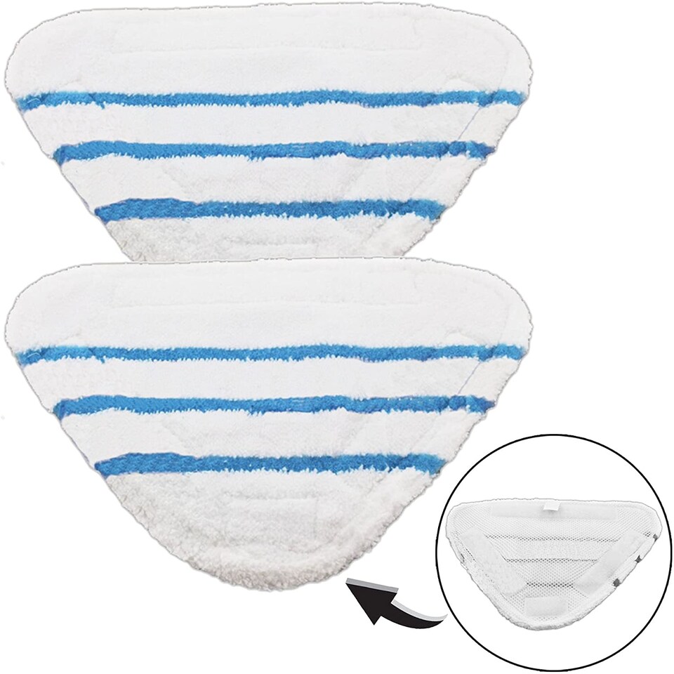 image 1 of SPARES2GO Washable Microfibre Cover Pads for Bush SMB1501 SMB1501UK Steam Cleaner Mop (Pack of 2)