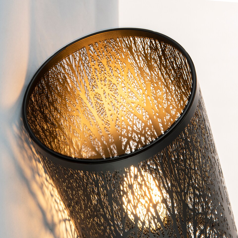 image 1 of Unique and Modern Matte Black Metal Forest Design Table Lamp with Cable Switch | Black