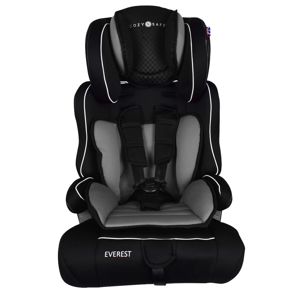 image 1 of Cozy N Safe Everest Group 1/2/3 Car Seat 9-36kg, Convertible Baby Toddler Child Car Seat, High Back Booster, Forward Facing, Kids Car Seat 9 Months to 12 Years (Black/Grey)