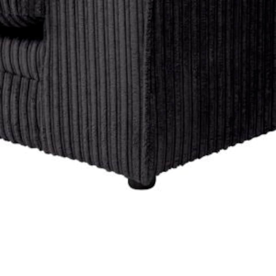 image 1 of Rivoli L Shape Corner Sofa in Jumbo Cord - Left Hand Facing Chaise Black
