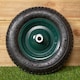 image 3 of Replacement 15" x 3.4" Pneumatic Heavy Duty Garden Wheelbarrow Wheel & Axel In Green