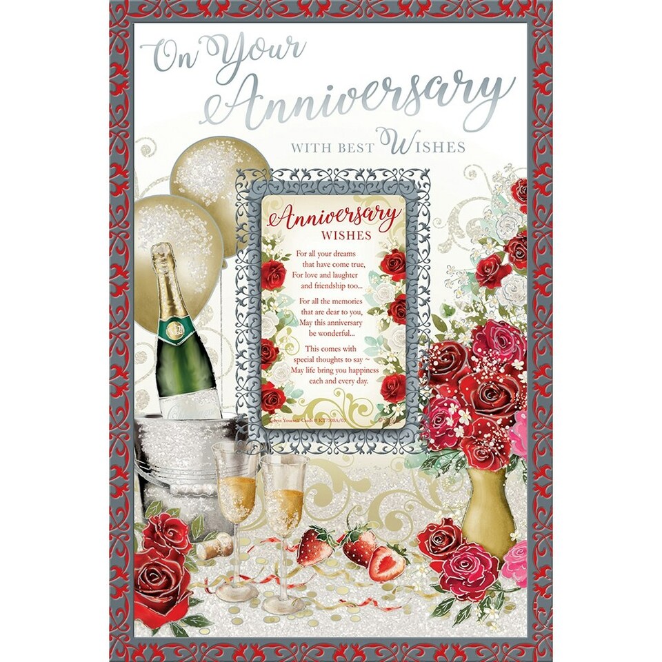 image 1 of On Your Anniversary With Best Wishes Keepsake Treasures Greeting Card