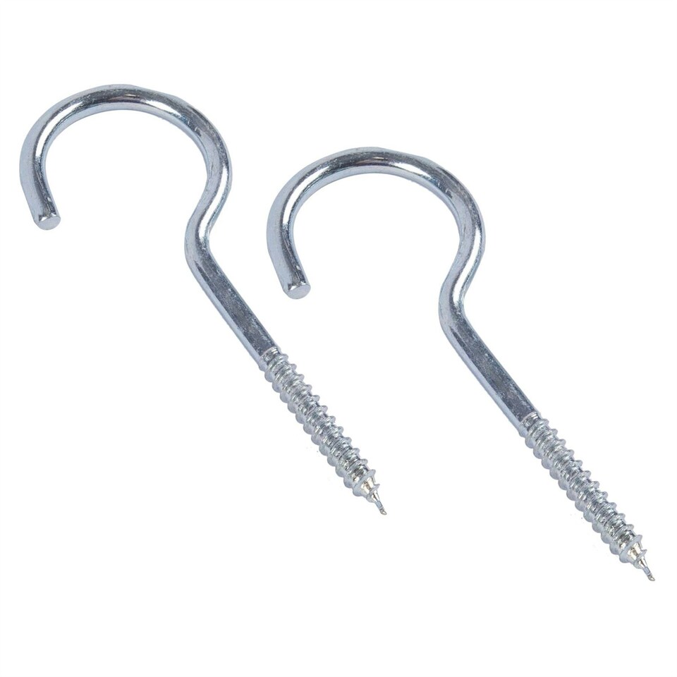 Blackspur HeavyDuty Galvanised Iron Screw Hooks 100mm Pack of 2