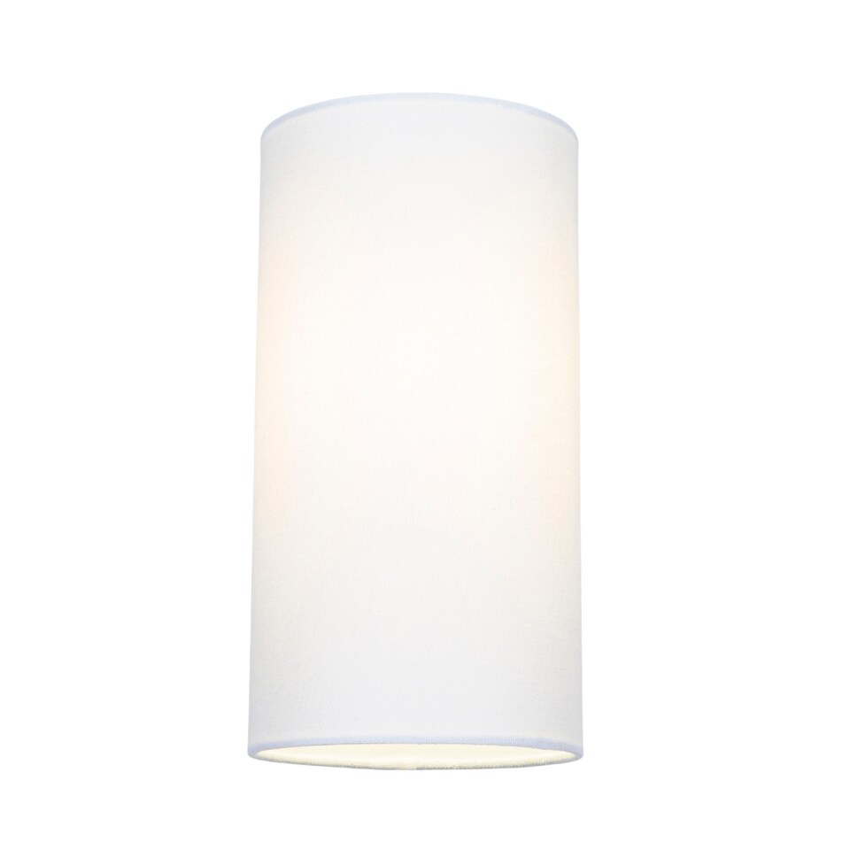 image 1 of Contemporary and Stylish White Linen Fabric Tall Cylindrical 25cm Lampshade | White