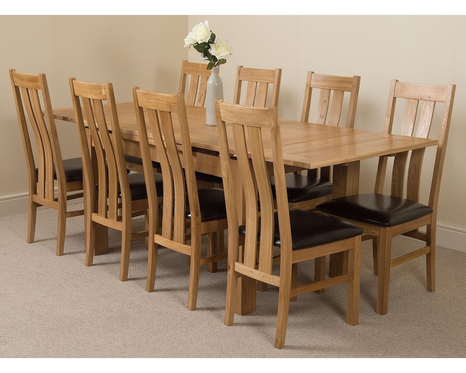 image 1 of Richmond 140-220cm Oak Extending Dining Table and 8 Princeton Chairs | Brown | Brown