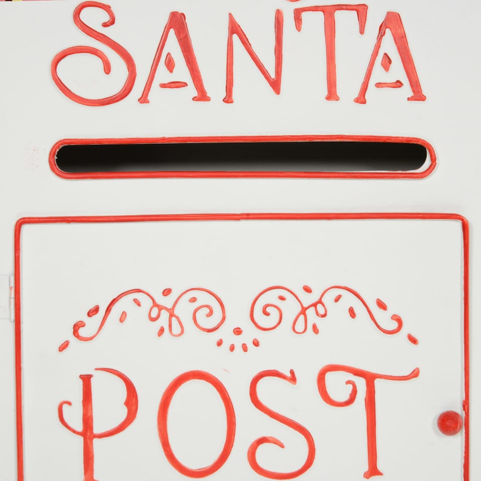 image 1 of HOMCOM Christmas Post Box Wall Mounted Santa Mailbox for Xmas Decoration