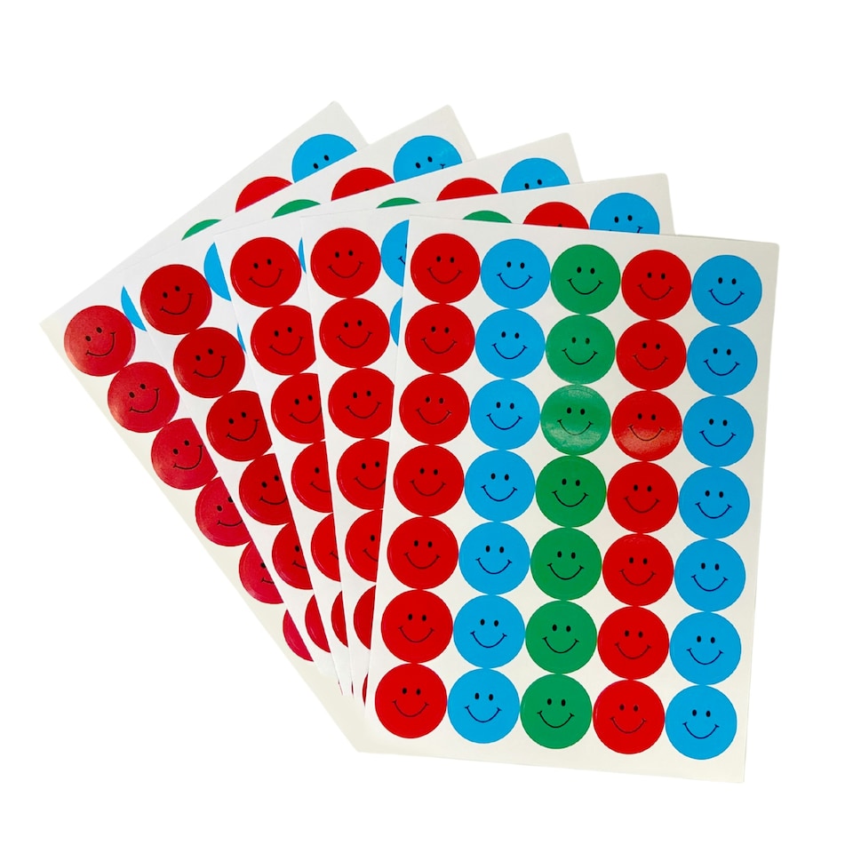 image 1 of Pack of 420 Assorted Smile Faces 24mm Self-Adhesive Labels