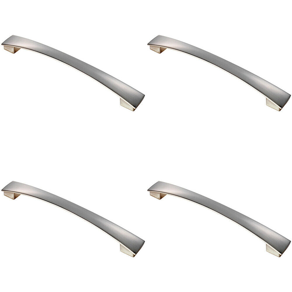 Loops 4x Curved Bow Pull Handle 218.5 x 26mm 192mm Fixing Centres Satin Nickel in Metallics