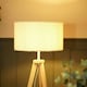 image 2 of ValueLights Morrigan Wooden Tripod Floor Lamp with Boucle Shade Cream