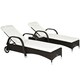 image 1 of Outsunny 3 PCS Rattan Lounger Recliner Bed Garden Furniture Set w/ Side Table