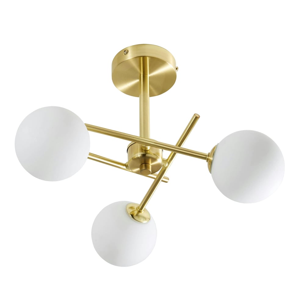 image 1 of BHS Nera 3 Light Flush Bathroom Ceiling Light | Gold | Brass | 1