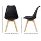 image 7 of Set of 2 Scandinavian Dining Chairs with Leather Cushions Solid Wood Legs Black