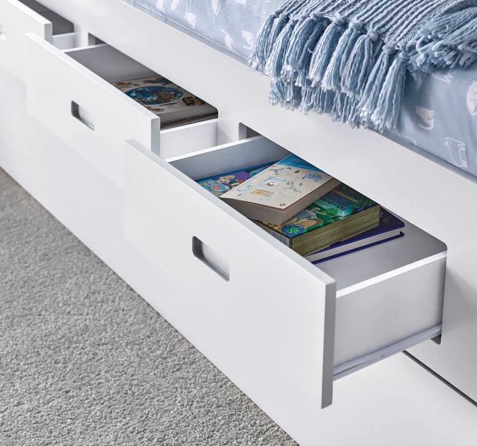 image 1 of Veera White Guest Bed With Drawers And Trundle