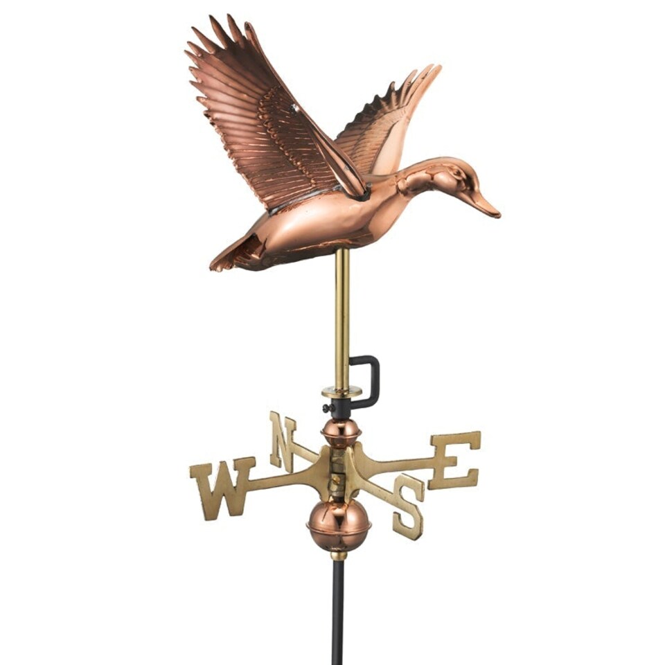 image 1 of Cottage Duck in Flight Copper Weathervane - Quality Wind Vane - H60 x W29 x L33 cm