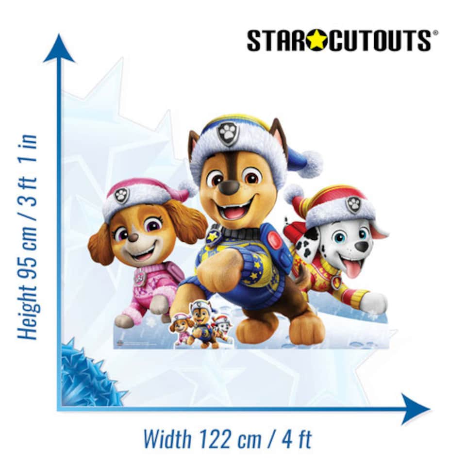 image 1 of Chase, Marshall and Skye Paw Patrol Christmas Group Lifesize Cardboard Cutout 95cm