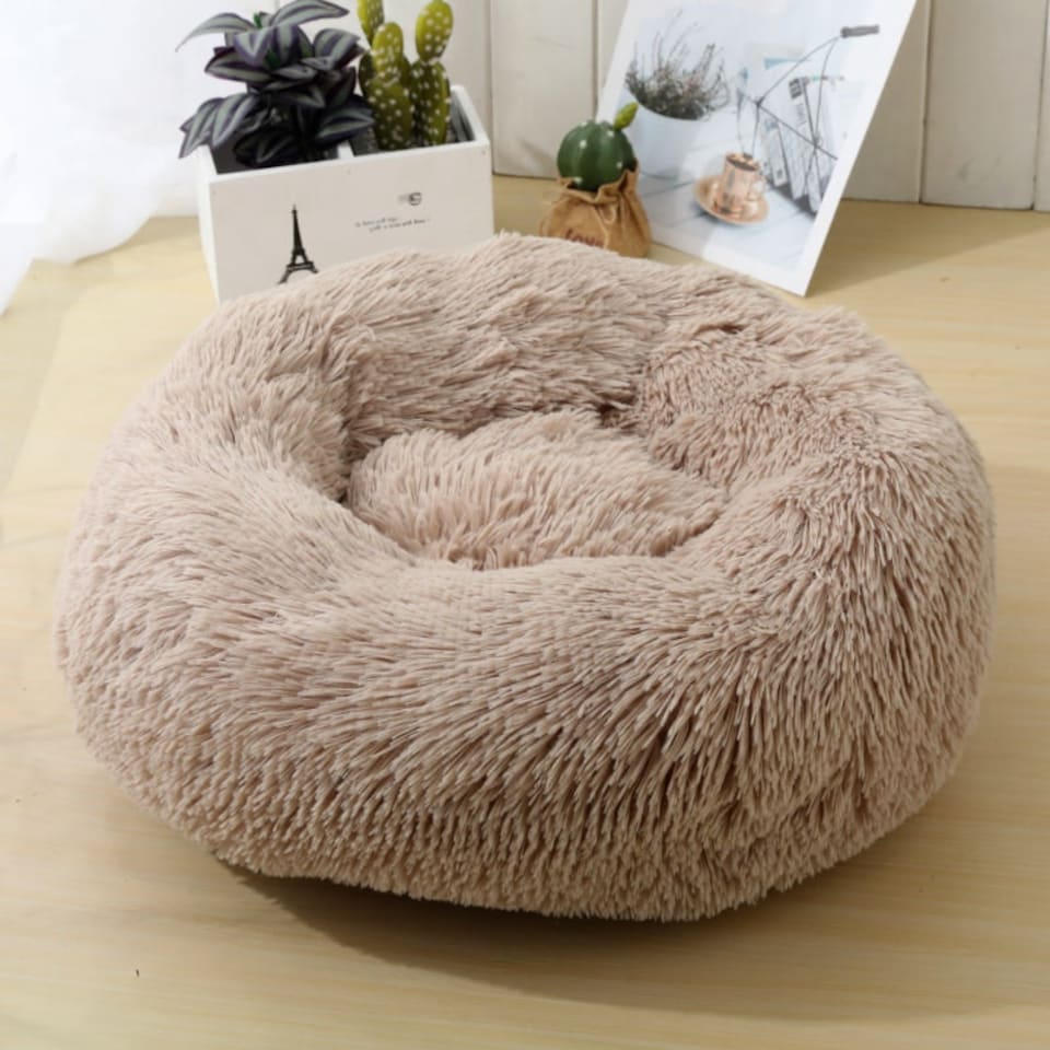 image 1 of Soft Calming Donut Bed - Premium Quality For Dogs & Cats - Khaki / 100cm Cream | L