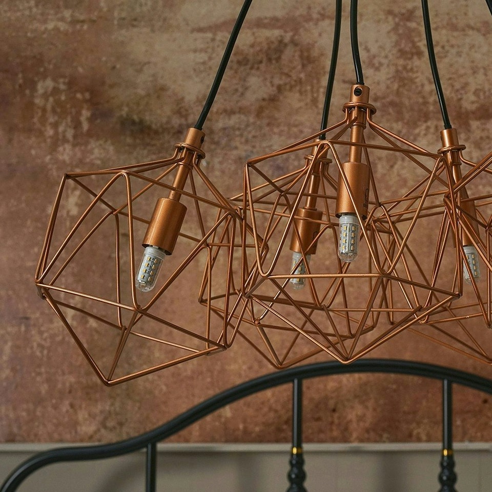 image 1 of ValueLights Jerome 5 Way Copper Ceiling Light Pendant