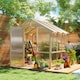 image 2 of Outsunny 6.6 x 6ft Wooden Polycarbonate Greenhouse with Lockable Door, Brown | Brown | Brown | 1