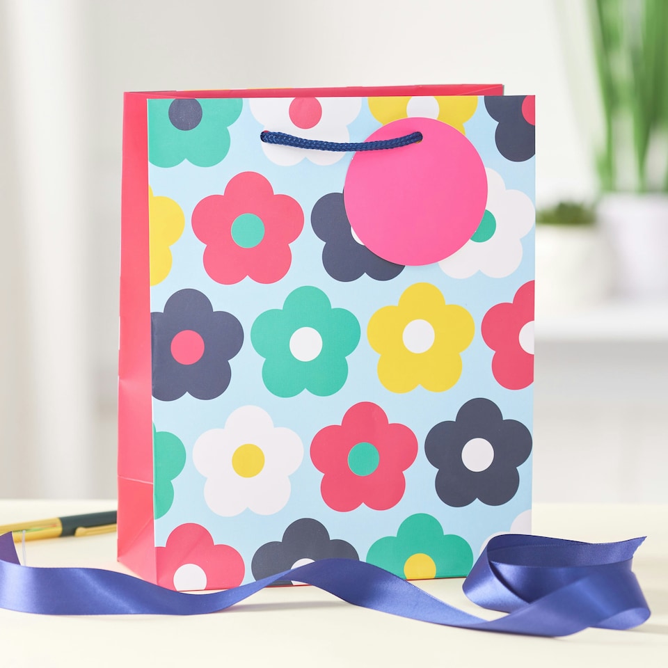 image 1 of Multipack of 3 Medium Gift Bags | Party Bags for Presents | Birthdays | For Her/Friend| Retro Floral Design