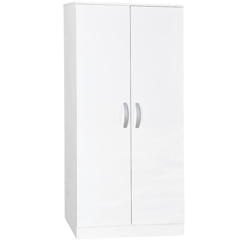 image 1 of Vida Designs Hulio 2 Door Wardrobe High Gloss Doors With Shelf & Clothes Rail, White