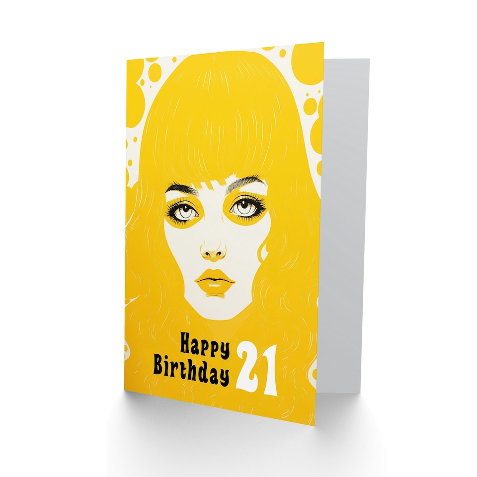 image 1 of Summer Yellow Cool Girl Age 21 Year Old 21st Her Birthday Card