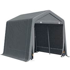 Outsunny 9 x 7.5 ft Outdoor Garden Storage Shed, Waterproof Bike Tent with Double Rollup Zipper Door, Metal Frame, Portable Shed Shelter Carport for Motorcycle Garden Tools Dark Grey