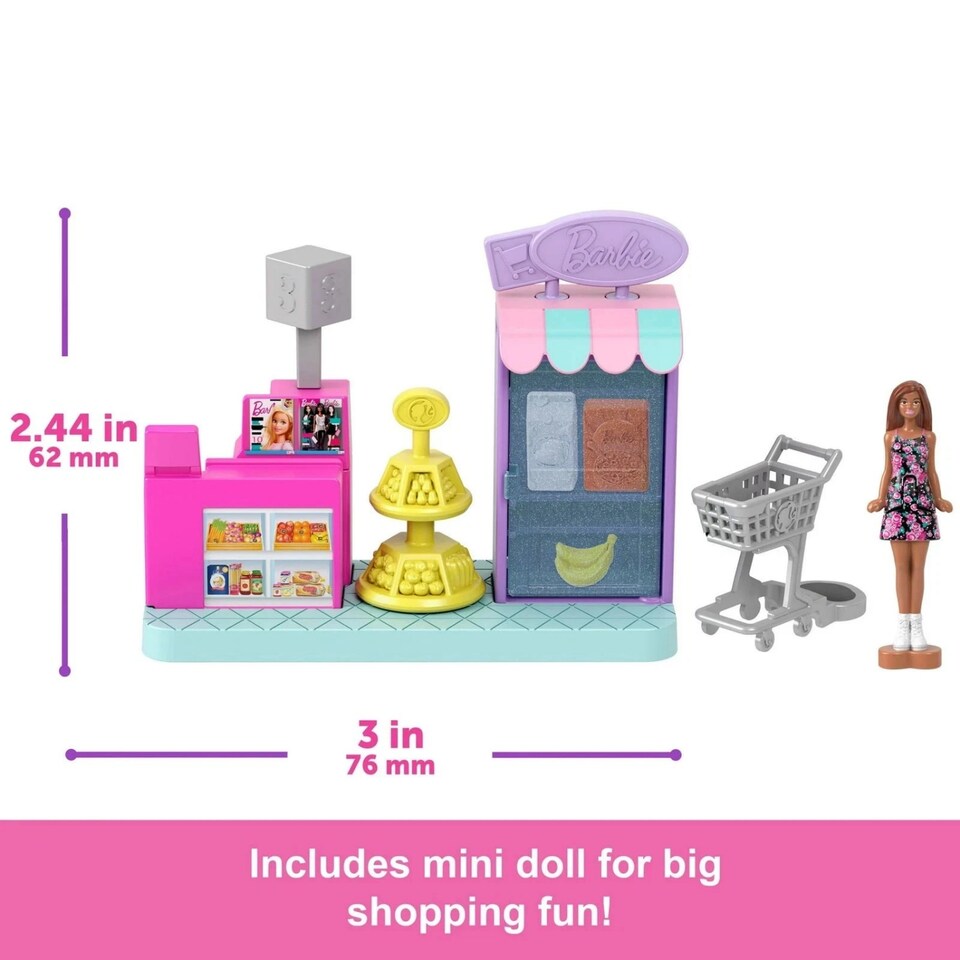 image 1 of Barbie Mini Land Doll Playset Grocery Store