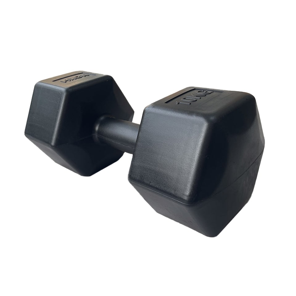 image 1 of HXGN Hex Dumbbells 2 x 10 kg, Vinyl-Coated Pair, Black | Black | Black | 10kg