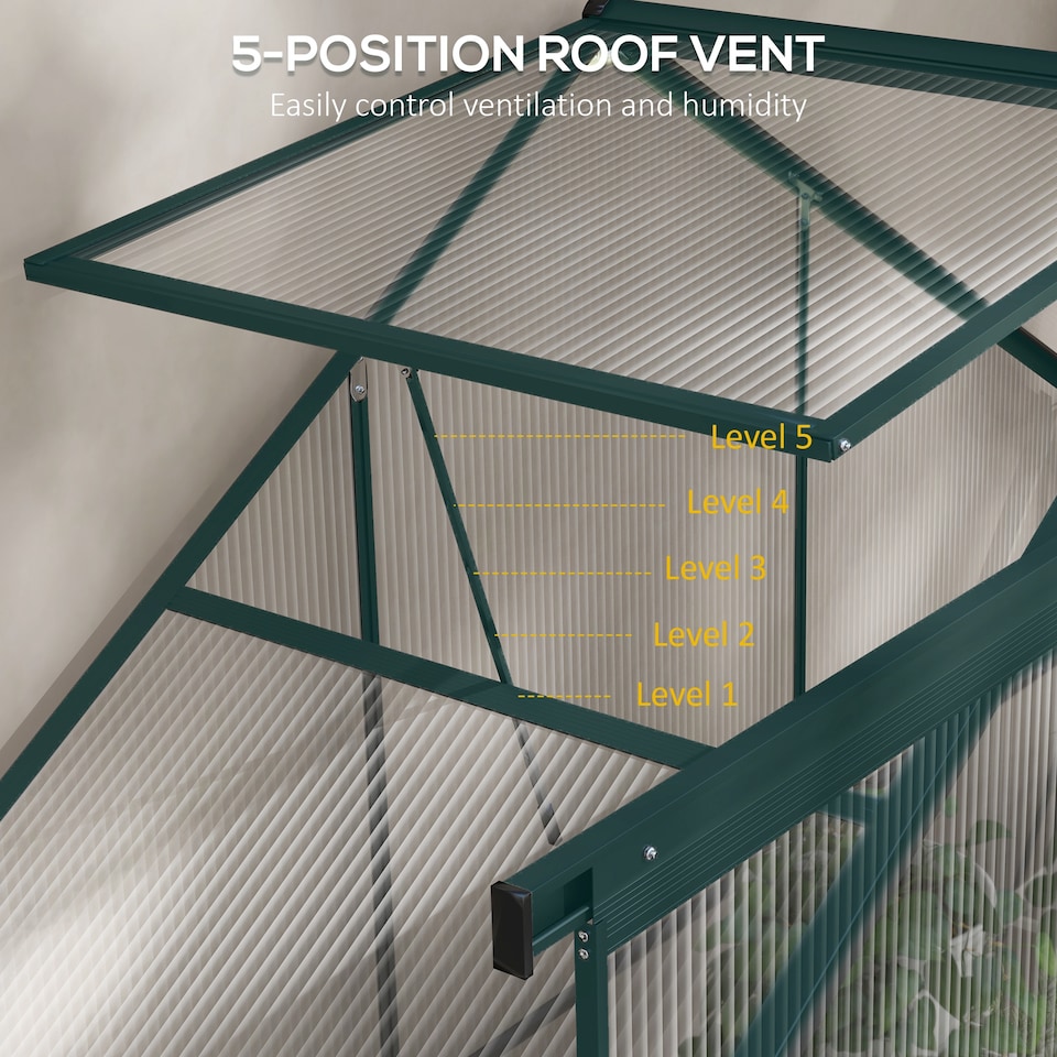 image 1 of Outsunny 6 x 2.5ft Polycarbonate Greenhouse Aluminium Green House