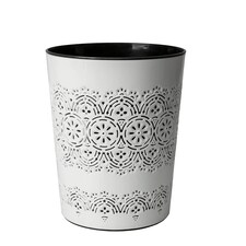 Blue Canyon White Flora 9L Waste Bin Stylish Plastic Rubbish Container for Office Kitchen Bathroom and Home Use