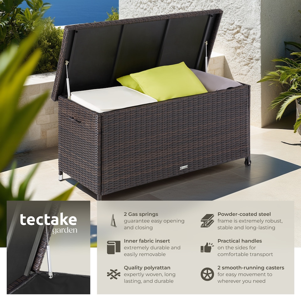 image 1 of Storage Box Kiruna - rattan garden furniture cushion storage 120 x 55 x 61.5 cm | Brown | brown | 121 x 56 x 60 cm | 1