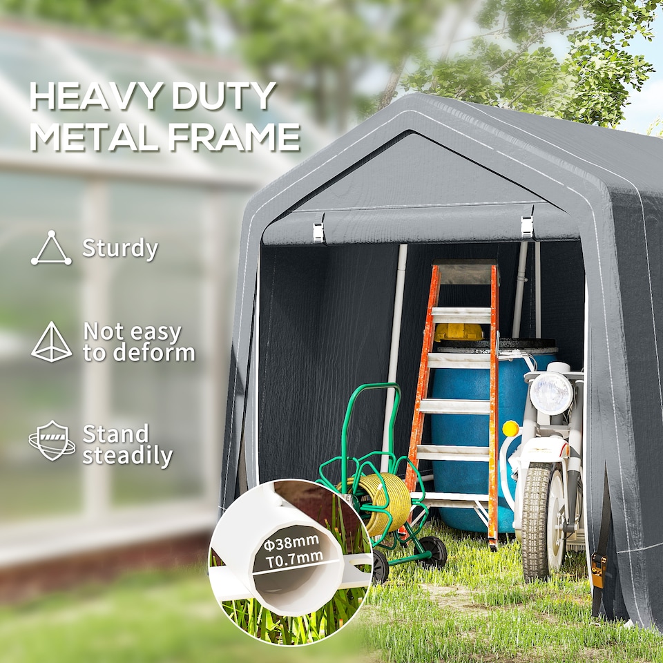 image 1 of Outsunny Outdoor Garden Storage Shed Portable Shed w/ Zipper Doors