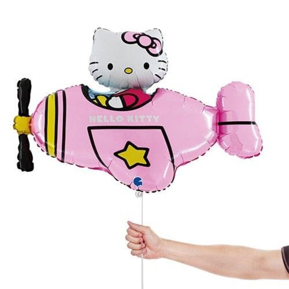 image 1 of Hello Kitty Pink Aeroplane Giant Helium Foil Balloon 76cm / 30 in