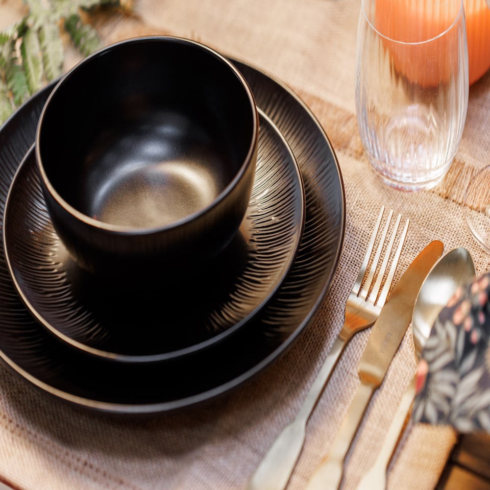 image 1 of Mikasa Dinner Set Black Ceramic 12 Piece