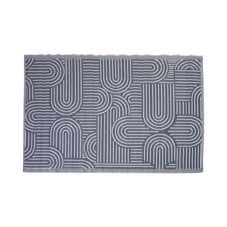 image 1 of Outdoor Plastic Rug Wool-Look Anti-Slip Durable Garden Patio Conservatory Carpet Mat - Grey Arch | Grey | Grey