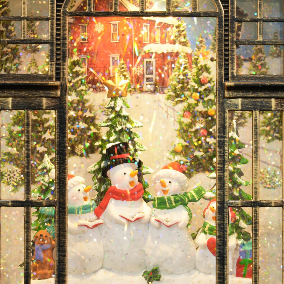 image 1 of HOMCOM Christmas Snow Globe Lantern with Lights for Holiday, Bronze Tone