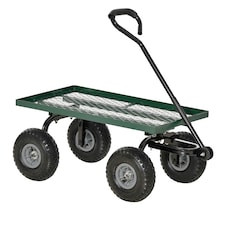 Garden Trolley Cart with Pneumatic Wheels and Rotating Handle, Green | Green | Green
