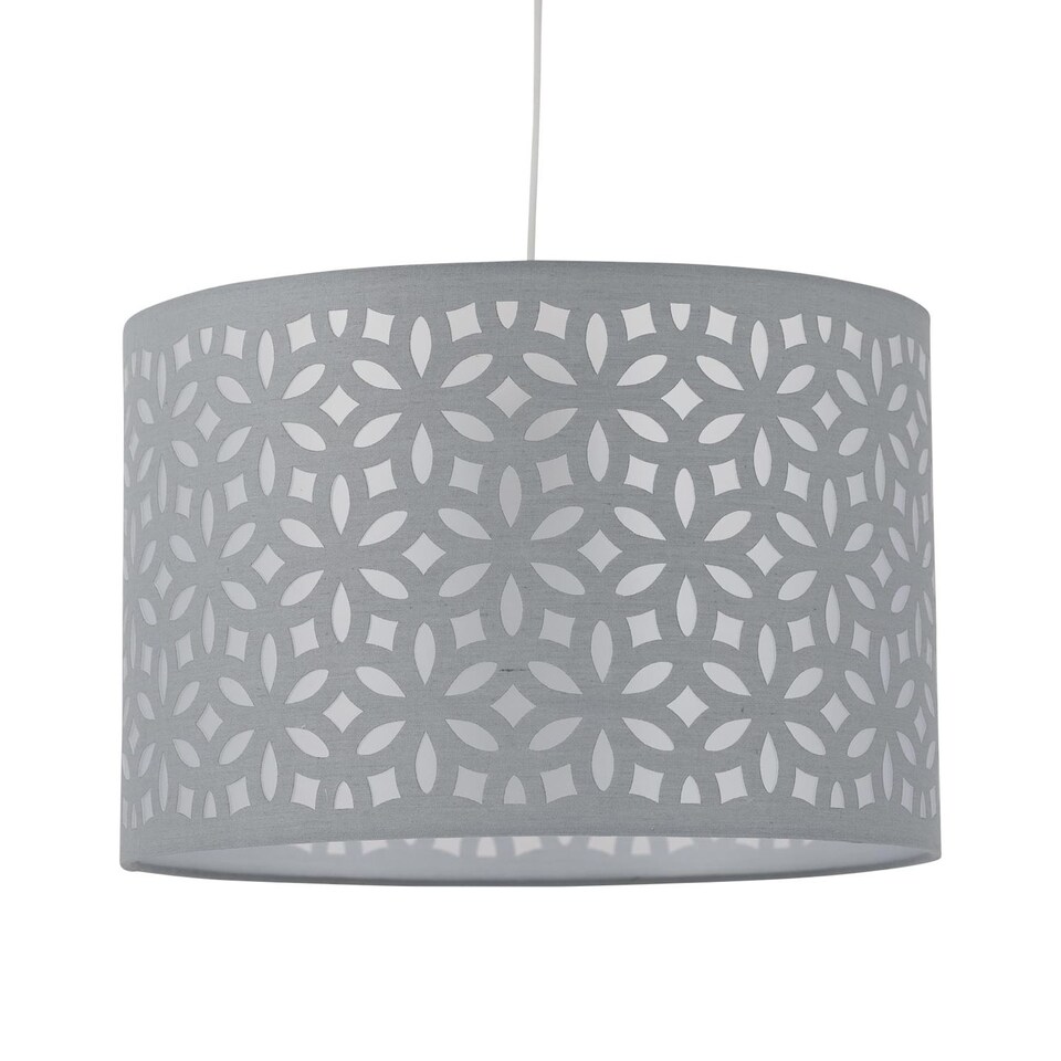 image 1 of Set of 2 Grey Laser Cut 30cm Pendant Lightshades | Grey | Large | 2
