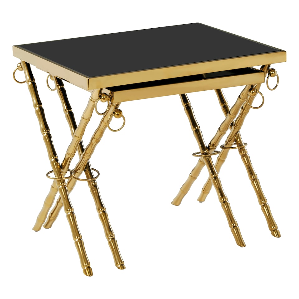 image 1 of Interiors by Premier Contemporary Design Set Of 2 Nesting Tables, Versatile Side Tables, Elegant And Functional Square Tables Gold