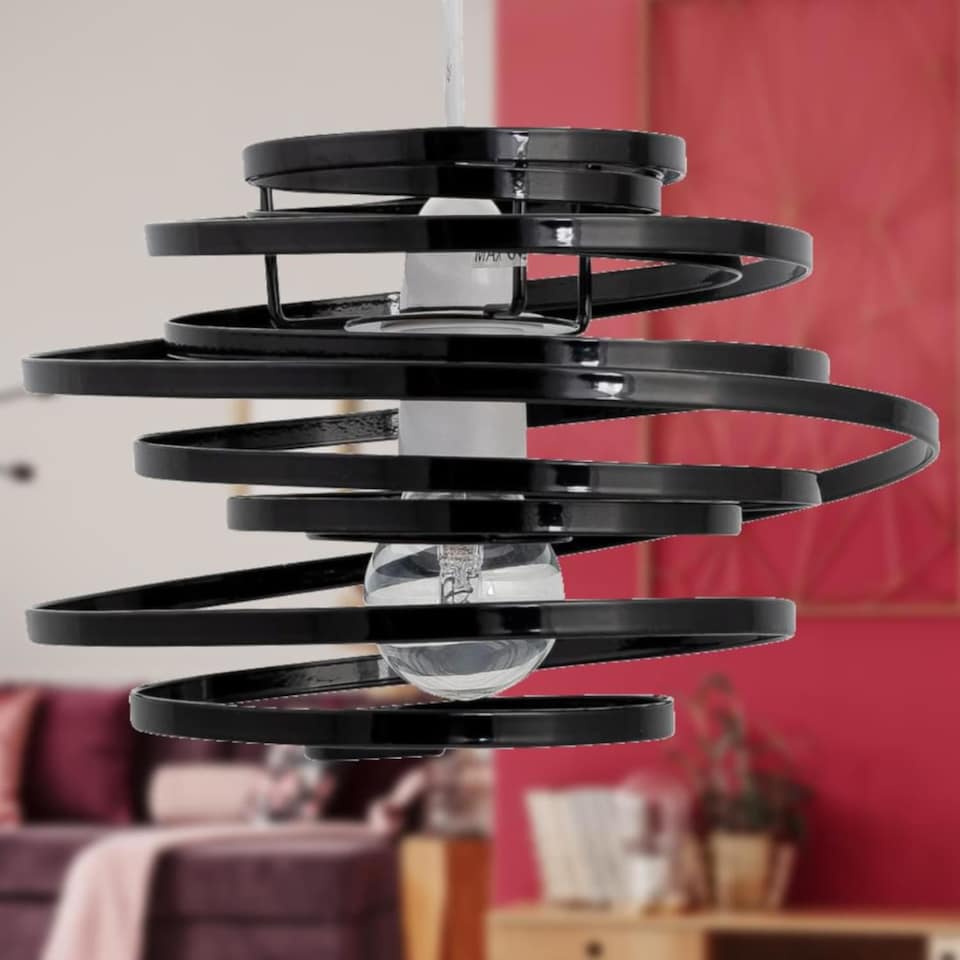 image 1 of Black Metal Swirl Easy Fit Light Shade | Black | Medium | 1