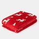 image 1 of OHS Christmas Stag Ribbed Sherpa Fleece Reverse Soft Warm Blanket Throw, Red - 125x160cm